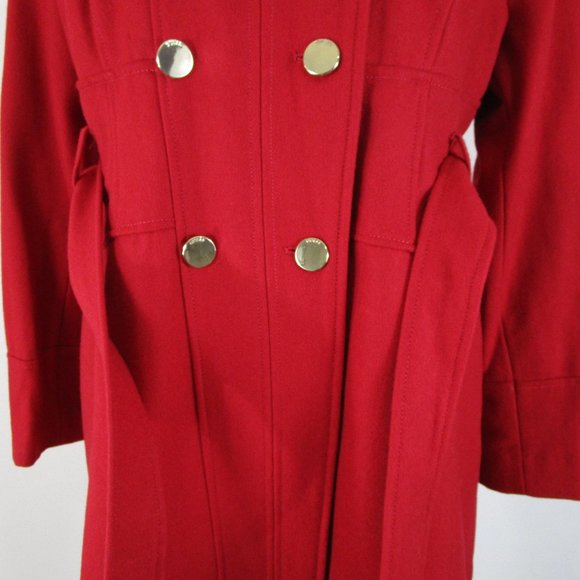 GUESS Los Angeles Plus Size Red Belted Wool Pea Coat Top Coat Size XXL - Picture 8 of 15